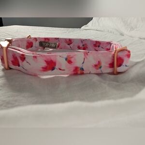Top Paw NWOT Pink Floral Dog Collar With Copper Metal Buckle